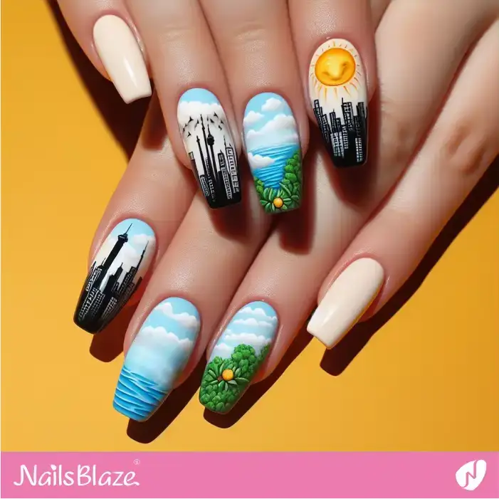 Climate Change and Cities with More Heat Nail Art | Climate Crisis Nails - NB3009